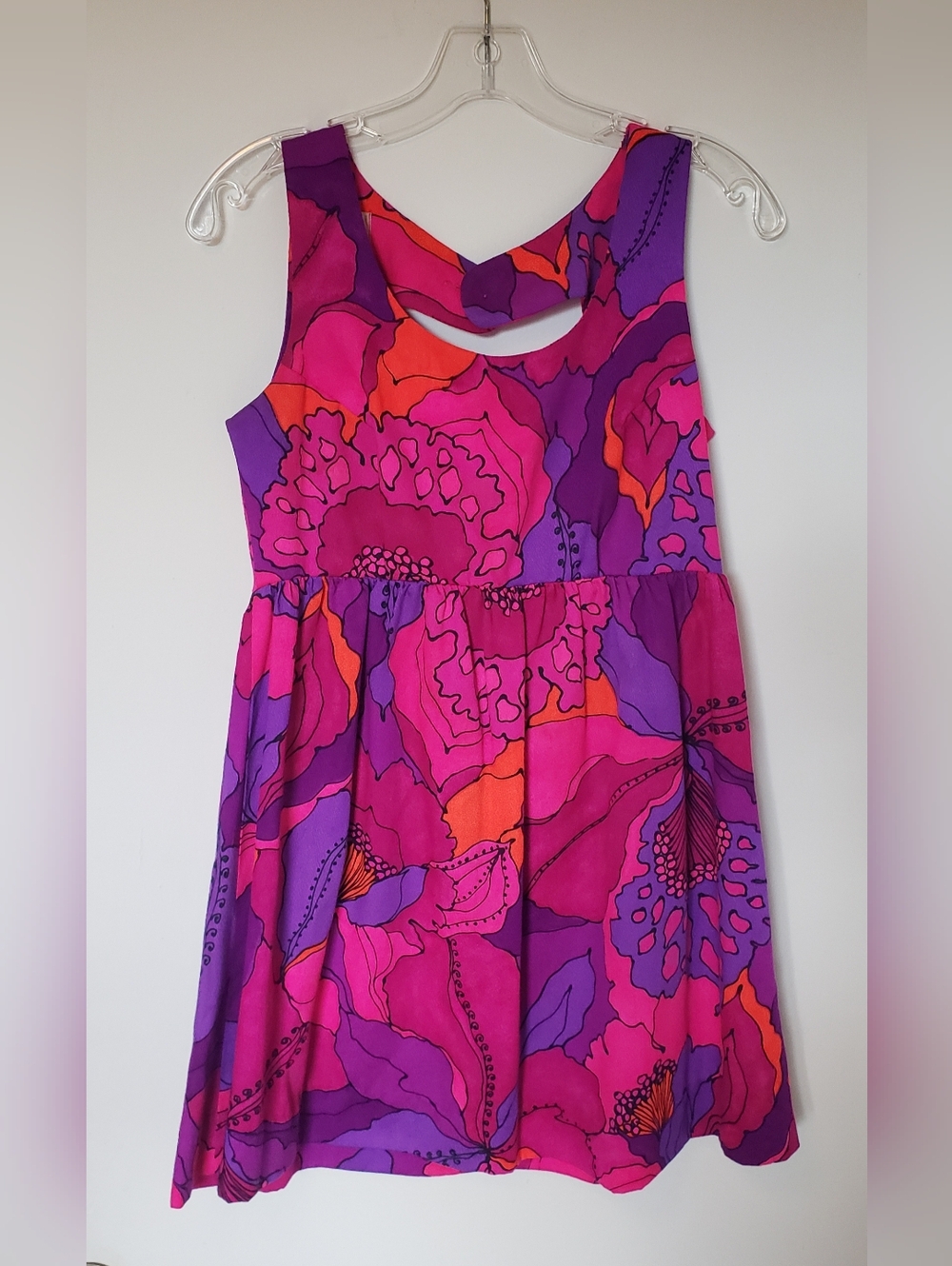 Vintage 1960s Lilia Honolulu Hawaii MOD Psychedelic Mini Dress Sleeveless Sexy